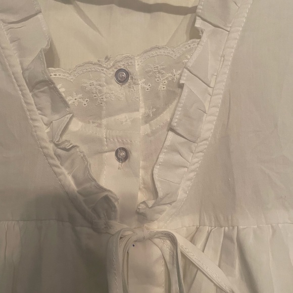 White Ruffle Tie-Front Top - Picture 2 of 4